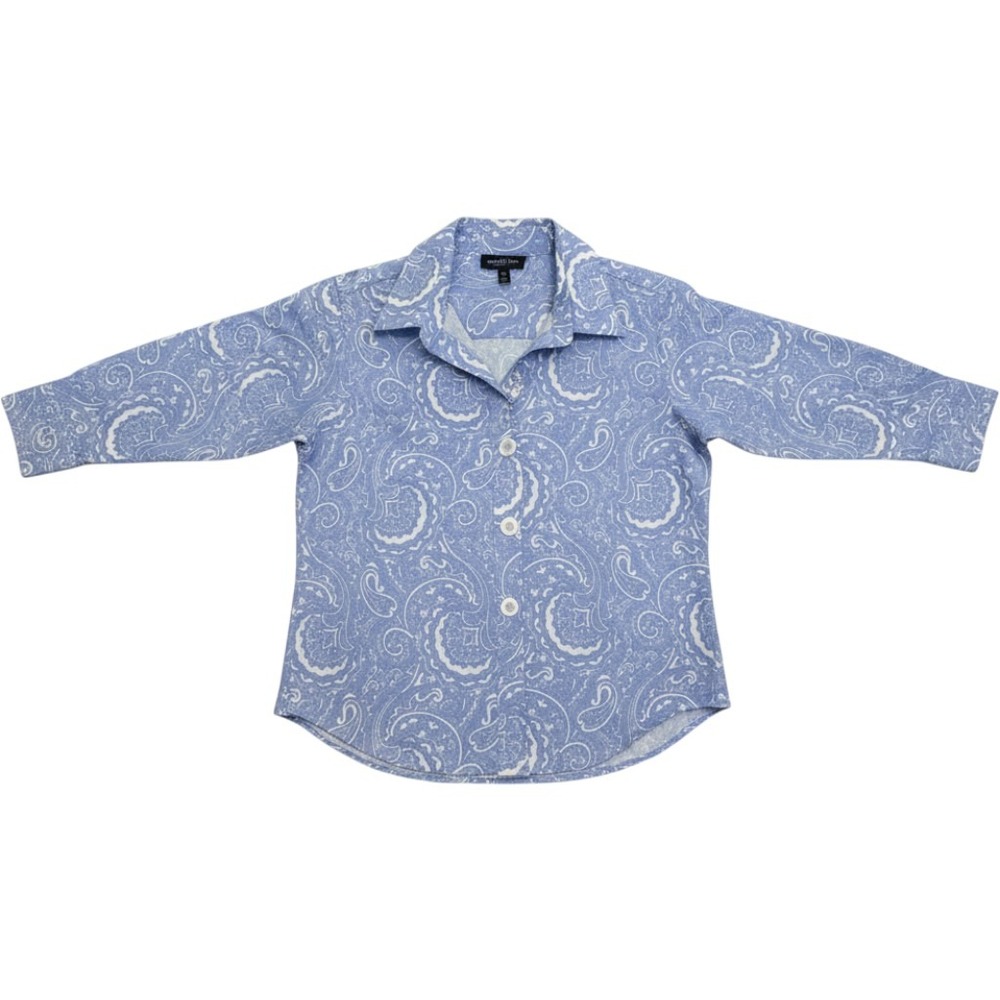 Foxcroft Blue Paisley Wrinkle Free Shaped Fit Button Down Shirt 12P Womens